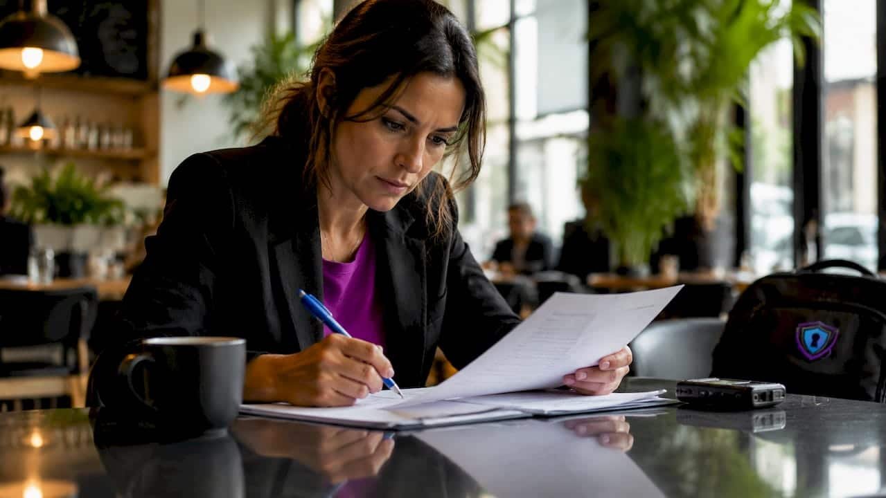 Forensic analyst reviewing crypto custody documents