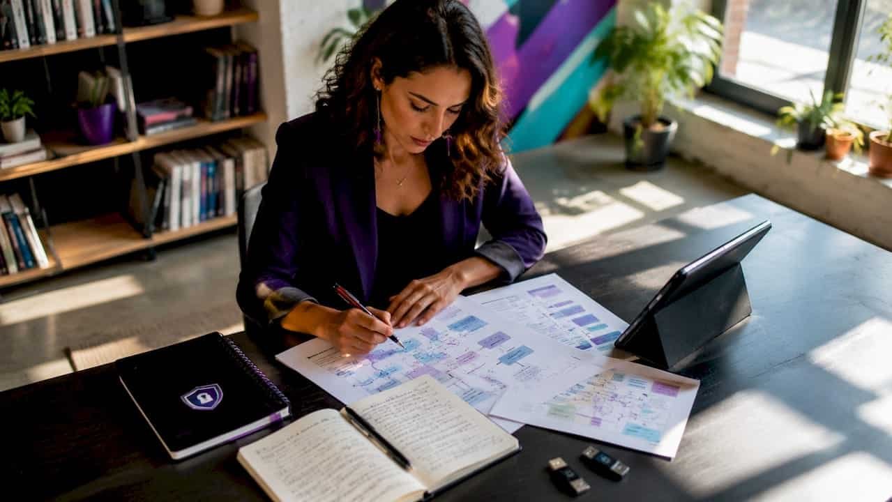 Analyst reviewing chain-hop transaction charts