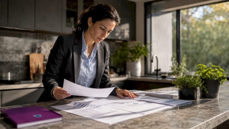 Female forensic accountant reviewing documents