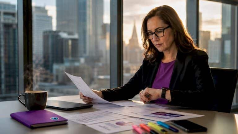 Financial analyst reviewing cryptocurrency documents