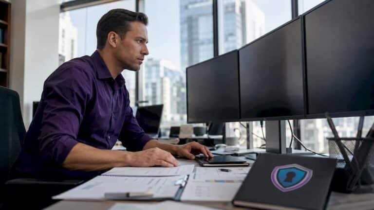 Forensic analyst reviewing crypto crime data