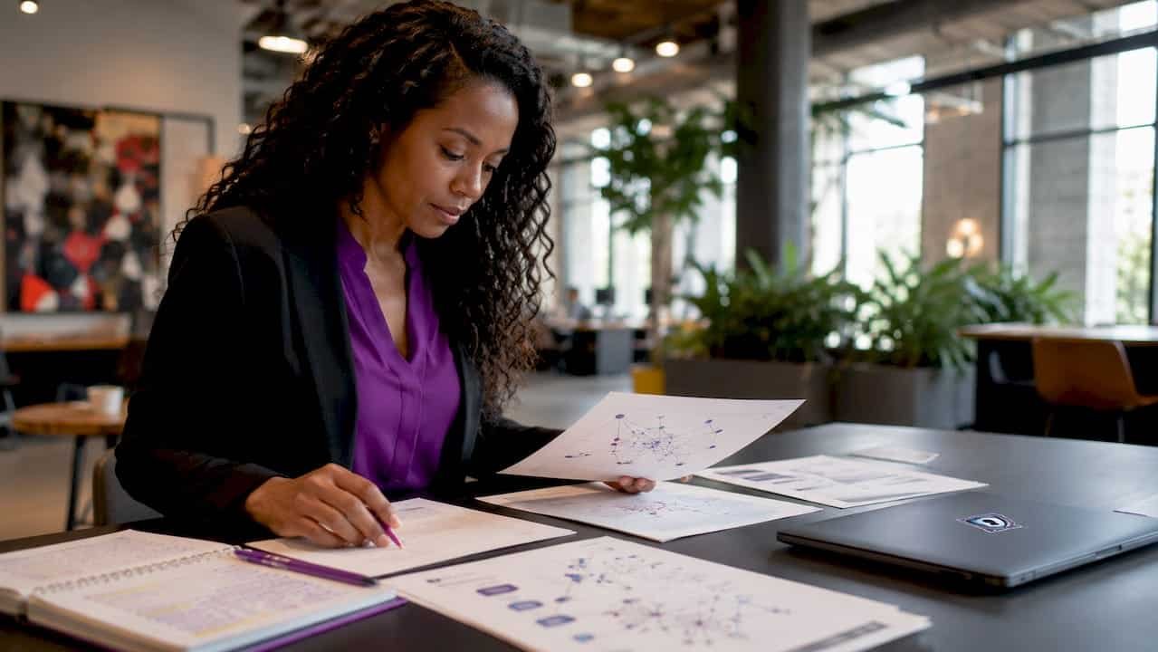 Compliance analyst reviewing blockchain transaction charts