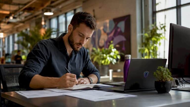 Cybersecurity analyst reviewing breach recovery logs