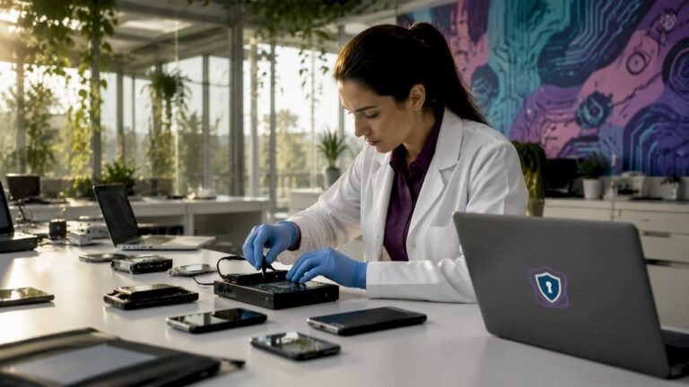 Forensic investigator working on device preservation
