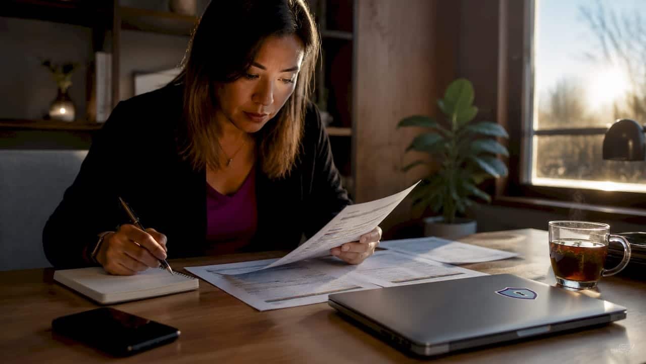 Woman reviewing crypto wallet compromise checklist
